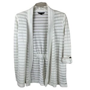 Tommy Hilfiger Women’s Ivory Striped Open Front Lightweight Cardigan Size XSmall